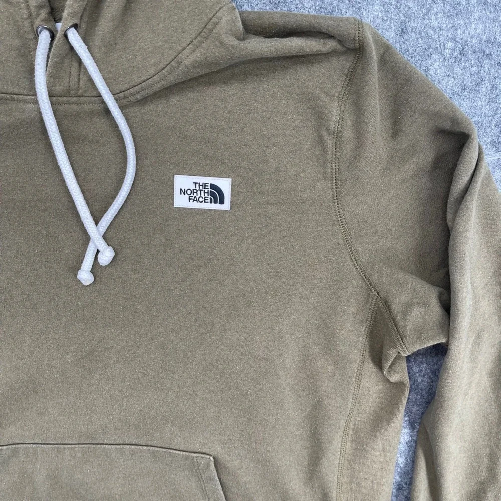 The North Face Hoodie Mens XL Pullover Olive Green Patch Logo Sweatshirt